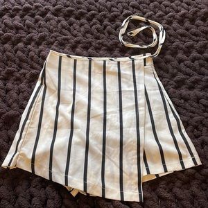 White and Black Stripe Skort